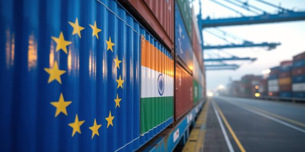 EU India Trade Containers at Port Terminal