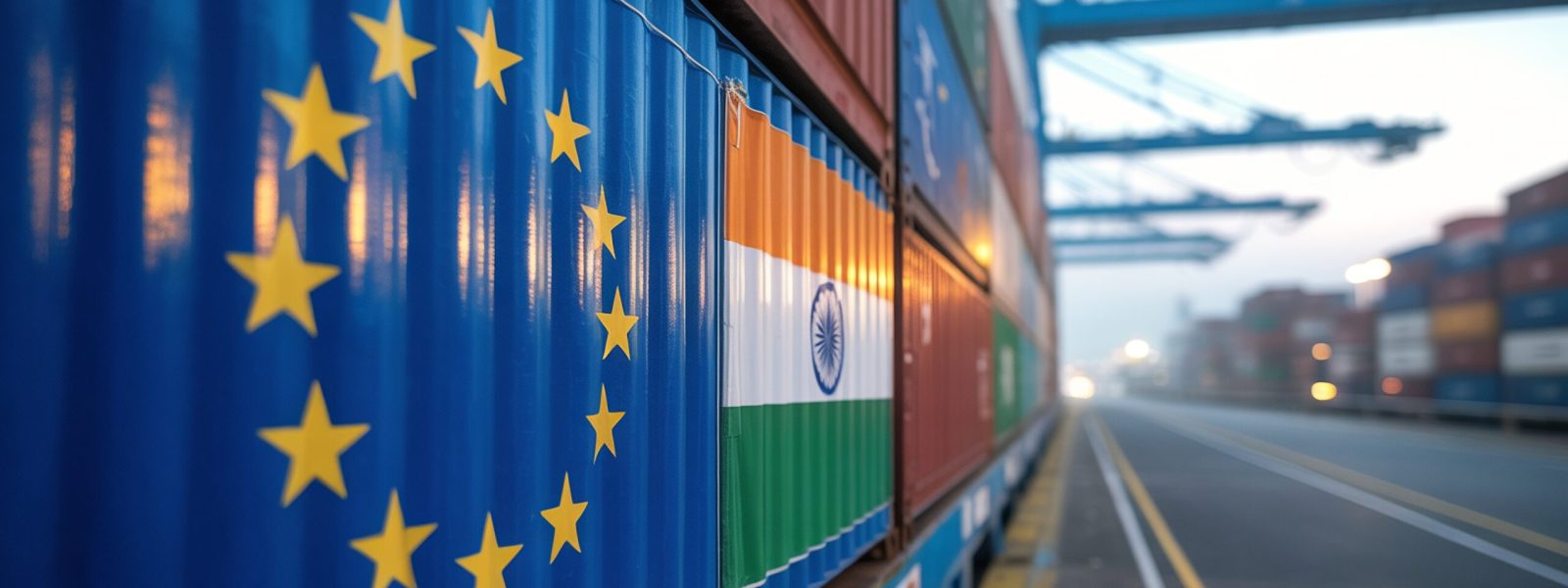 EU India Trade Containers at Port Terminal